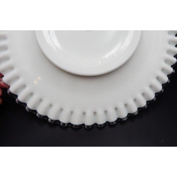 Fenton Silver Crest Milk Glass Tidbit Tray Platter Ruffle Crimped Edge 12 Inch - Picture 8 of 13